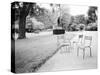 Luxembourg Gardens Statue of Liberty and Park Chairs, Paris, France-Walter Bibikow-Stretched Canvas