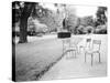 Luxembourg Gardens Statue of Liberty and Park Chairs, Paris, France-Walter Bibikow-Stretched Canvas