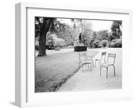 Luxembourg Gardens Statue of Liberty and Park Chairs, Paris, France-Walter Bibikow-Framed Premium Photographic Print