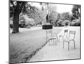 Luxembourg Gardens Statue of Liberty and Park Chairs, Paris, France-Walter Bibikow-Mounted Premium Photographic Print