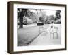 Luxembourg Gardens Statue of Liberty and Park Chairs, Paris, France-Walter Bibikow-Framed Photographic Print