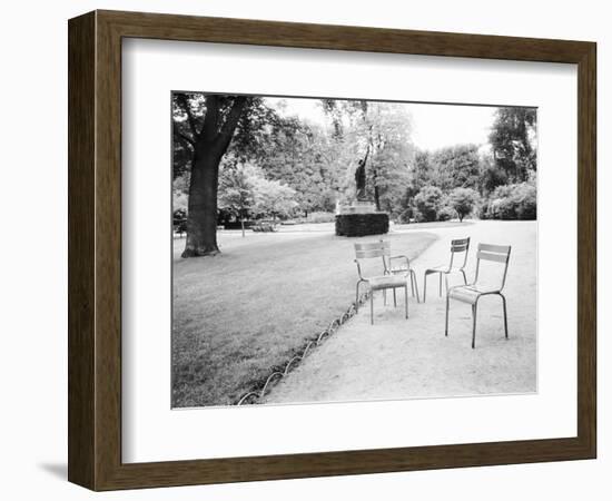 Luxembourg Gardens Statue of Liberty and Park Chairs, Paris, France-Walter Bibikow-Framed Photographic Print