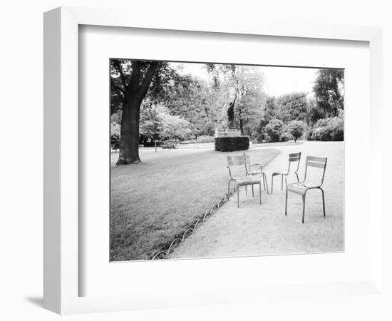 Luxembourg Gardens Statue of Liberty and Park Chairs, Paris, France-Walter Bibikow-Framed Photographic Print