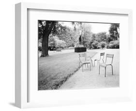 Luxembourg Gardens Statue of Liberty and Park Chairs, Paris, France-Walter Bibikow-Framed Photographic Print