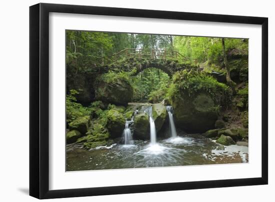 Luxembourg, MŸllertal, Wood, River, Bridge-Chris Seba-Framed Premium Photographic Print