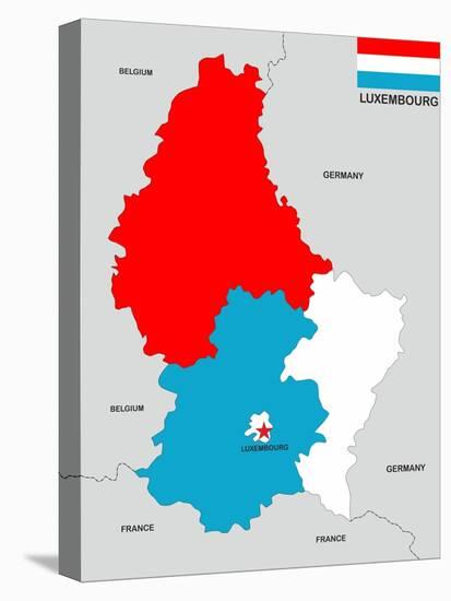 Luxembourg Map-tony4urban-Stretched Canvas