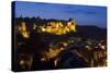 Luxembourg, Mullerthal, Larochette, Larochette Castle, Illuminated, at Night-Chris Seba-Stretched Canvas