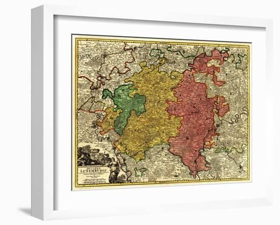 Luxembourg- Panoramic Map - Luxembourg-Lantern Press-Framed Art Print