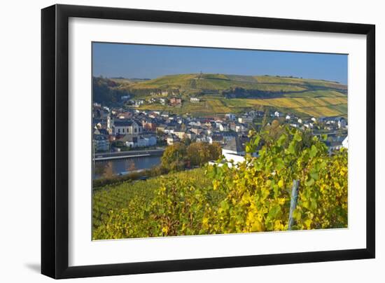 Luxembourg, Remich, Townscape, Vineyards, Autumn Colours-Chris Seba-Framed Premium Photographic Print