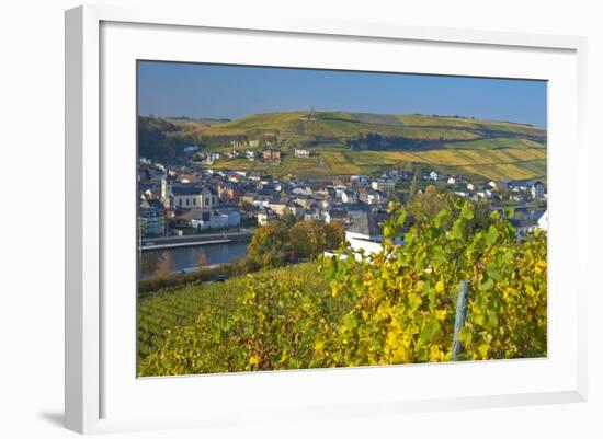 Luxembourg, Remich, Townscape, Vineyards, Autumn Colours-Chris Seba-Framed Photographic Print