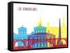 Luxembourg Skyline Pop-paulrommer-Framed Stretched Canvas