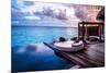 Luxury Beach Resort, Bungalow near Endless Pool over Sea Sunset, Evening on Tropical Island, Summer-Anna Omelchenko-Mounted Photographic Print