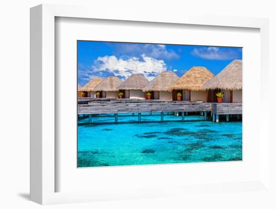 Luxury Beach Resort on Maldives, Many Cute Bungalows Standing on Transparent Water, Indian Ocean, R-Anna Omelchenko-Framed Photographic Print