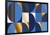 Luxury Marine Geometric Pattern. Geometry Stock Vector Illustration. Gold and Sea Blue Colors Desig-Galyna_P-Framed Art Print