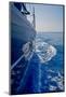 Luxury Navy Blue Sail Yacht is Sailing on High Speed in a Blue Sea with Waves Reflected in a Smooth-Artem Avetisyan-Mounted Photographic Print