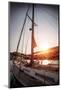 Luxury Sailboat on Sunset, Old Harbor in Beautiful European City, Water Transport, Sea Cruise, Summ-Anna Omelchenko-Mounted Photographic Print