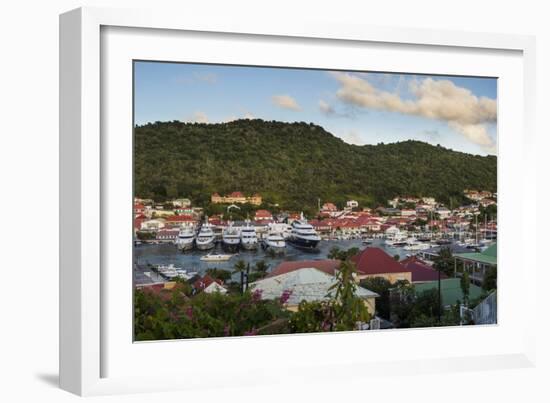 Luxury yachts, in the harbour of Gustavia, St. Barth (Saint Barthelemy), Lesser Antilles, West Indi-Michael Runkel-Framed Photographic Print