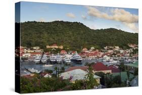 Luxury yachts, in the harbour of Gustavia, St. Barth (Saint Barthelemy), Lesser Antilles, West Indi-Michael Runkel-Stretched Canvas