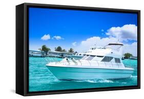 Luxury Yatch in Beautiful Ocean-SurangaWeeratunga-Framed Stretched Canvas