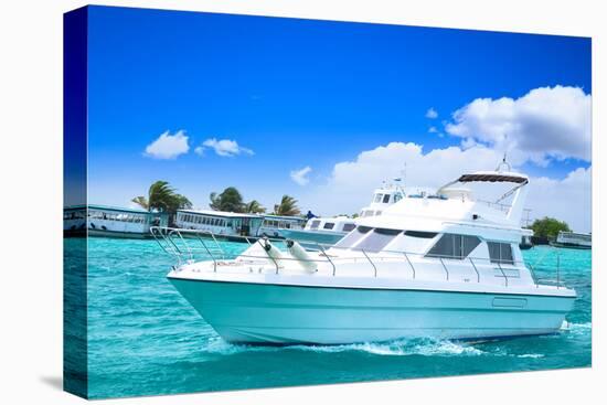 Luxury Yatch in Beautiful Ocean-SurangaWeeratunga-Stretched Canvas