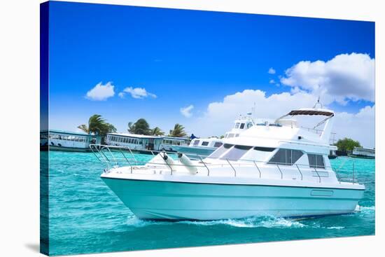 Luxury Yatch in Beautiful Ocean-SurangaWeeratunga-Stretched Canvas