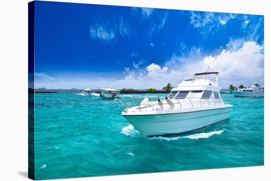 Luxury Yatch in Beautiful Ocean-SurangaWeeratunga-Stretched Canvas