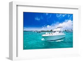 Luxury Yatch in Beautiful Ocean-SurangaWeeratunga-Framed Photographic Print