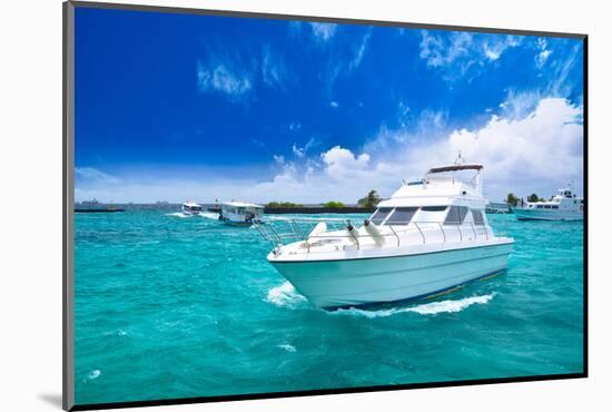 Luxury Yatch in Beautiful Ocean-SurangaWeeratunga-Mounted Photographic Print
