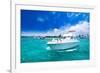 Luxury Yatch in Beautiful Ocean-SurangaWeeratunga-Framed Photographic Print