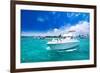 Luxury Yatch in Beautiful Ocean-SurangaWeeratunga-Framed Photographic Print