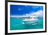 Luxury Yatch in Beautiful Ocean-SurangaWeeratunga-Framed Photographic Print