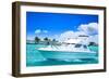 Luxury Yatch in Beautiful Ocean-SurangaWeeratunga-Framed Photographic Print