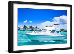 Luxury Yatch in Beautiful Ocean-SurangaWeeratunga-Framed Photographic Print