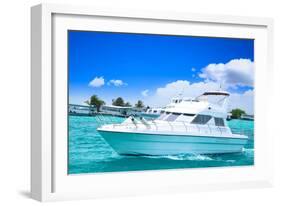 Luxury Yatch in Beautiful Ocean-SurangaWeeratunga-Framed Photographic Print