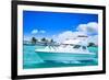 Luxury Yatch in Beautiful Ocean-SurangaWeeratunga-Framed Photographic Print