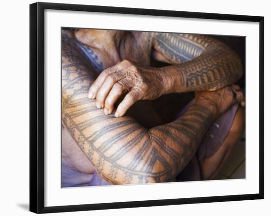 Luzon Island, Liglig Headhunters Village - Old Woman with Traditional Tattoo on Hands, Philippines-Christian Kober-Framed Photographic Print