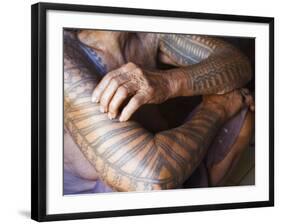Luzon Island, Liglig Headhunters Village - Old Woman with Traditional Tattoo on Hands, Philippines-Christian Kober-Framed Photographic Print