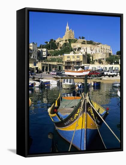 Luzzu Fishing Boat, Mgarr Harbour, Gozo, Malta, Mediterranean, Europe-Stuart Black-Framed Stretched Canvas