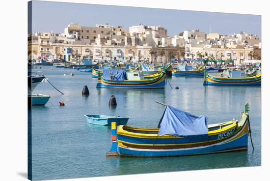 Luzzu Fishing Boats on the Harbor of Marsaxlokk, Malta-Martin Zwick-Stretched Canvas