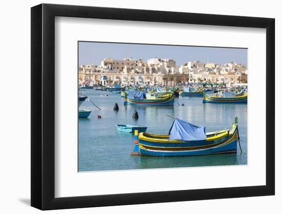 Luzzu Fishing Boats on the Harbor of Marsaxlokk, Malta-Martin Zwick-Framed Photographic Print