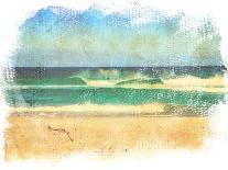 Sea Waves And Blue Sky In A Style Of A Old Painting On Grunge Canvas With Rough Edges-Lvnel-Laminated Art Print