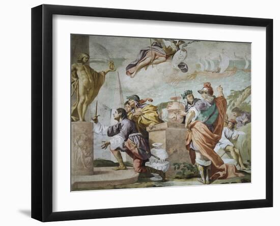 Lycaon, Antenor's Son, Consecrating Apollo's Dagger in Delphi, Episode of Myth of Antenor, 1650-Luca Ferrari-Framed Giclee Print