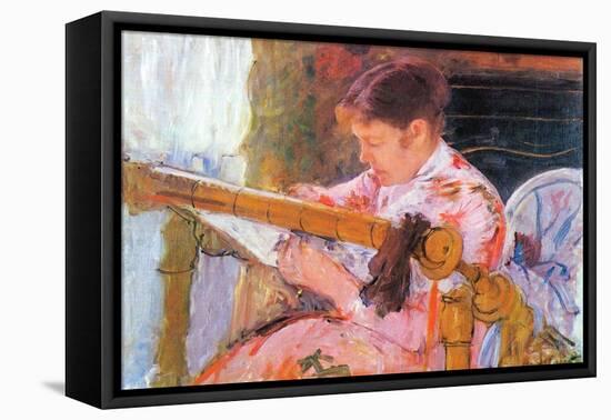 Lydia at the Cord Framework-Mary Cassatt-Framed Stretched Canvas