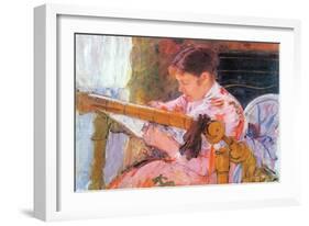 Lydia at the Cord Framework-Mary Cassatt-Framed Art Print