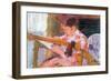 Lydia At The Cord Framework-Mary Cassatt-Framed Art Print