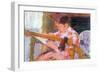 Lydia At The Cord Framework-Mary Cassatt-Framed Art Print