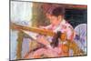 Lydia At The Cord Framework-Mary Cassatt-Mounted Art Print