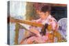 Lydia At The Cord Framework-Mary Cassatt-Stretched Canvas