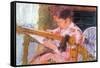 Lydia At The Cord Framework-Mary Cassatt-Framed Stretched Canvas