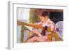 Lydia At The Cord Framework-Mary Cassatt-Framed Art Print